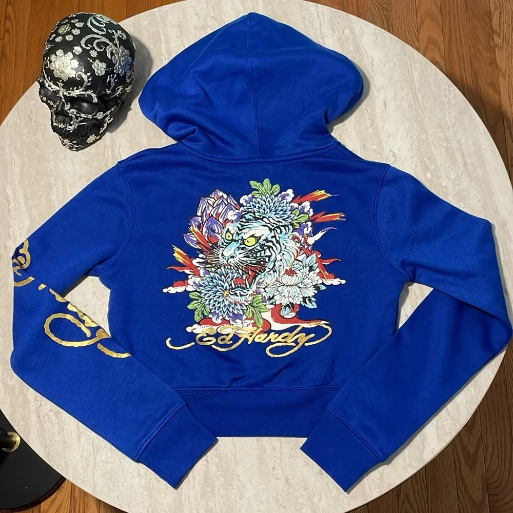 NWOT Ed Hardy Kids Blue Hoodie *S - Picture 2 of 6